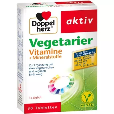 DOPPELHERZ Vegetarische Vitaminen+Mineralen Actief, 30 stuks