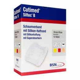 CUTIMED Siltec B Schuimverband 10x10 cm met kleeflaag, 12 stuks