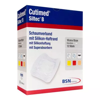CUTIMED Siltec B Schuimverband 10x10 cm met kleeflaag, 12 stuks