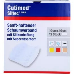 CUTIMED Siltec Plus schuimverband 10x10 cm lijm, 12 stuks