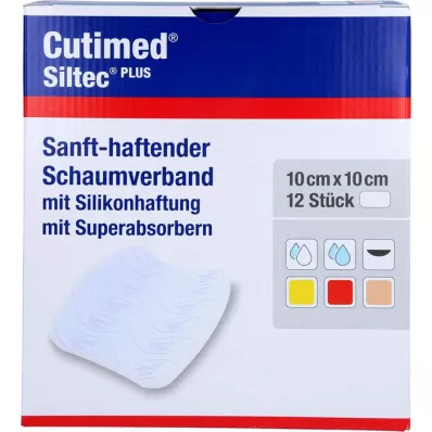 CUTIMED Siltec Plus schuimverband 10x10 cm lijm, 12 stuks