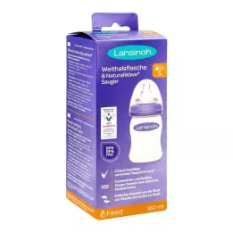 LANSINOH Wijdhalsfles 160 ml met speen S, 1 st