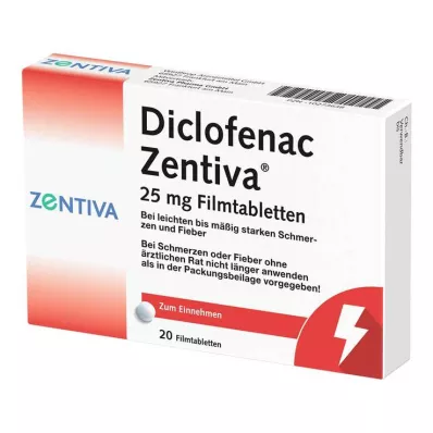 Diclofenac Zentiva 25 mg filmomhulde tabletten, 20 stuks