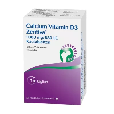 CALCIUM VITAMIN D3 Zentiva 1000 mg/880 I.U. kauwtab, 100 st CALCIUM VITAMIN D3 Zentiva 1000 mg/880 I.U. kauwtab, 100 st