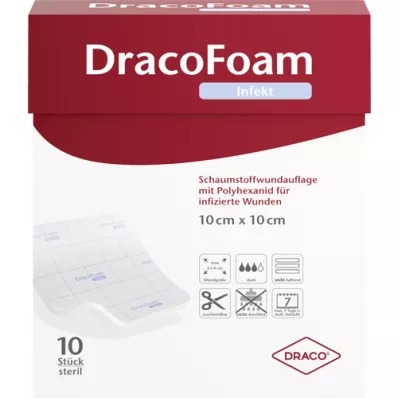 DRACOFOAM Infectieschuimverband 10x10 cm, 10 stuks