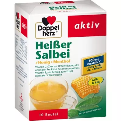 DOPPELHERZ hete salie+honing+menthol korrels, 10 stuks