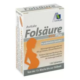 FOLSÄURE 400 Plus B12+Jodium Tabletten, 120 Capsules