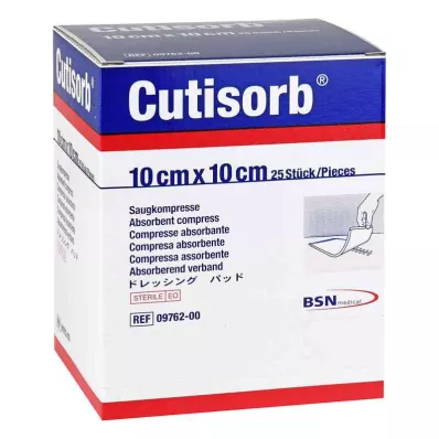 CUTISORB Absorberende kompressen steriel 10x10 cm, 25 stuks CUTISORB Absorberende kompressen steriel 10x10 cm, 25 stuks