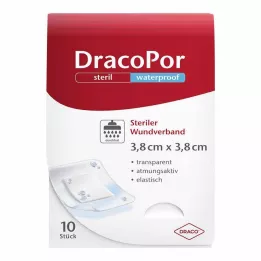 DRACOPOR Waterdicht wondverband 3,8x3,8 cm steriel, 10 stuks