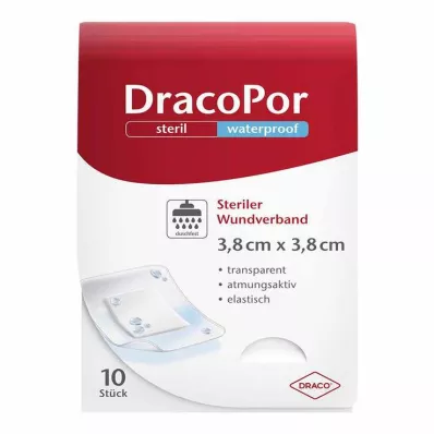 DracoPor waterdicht wondverband 3,8x3,8 cm steriel, 10 st