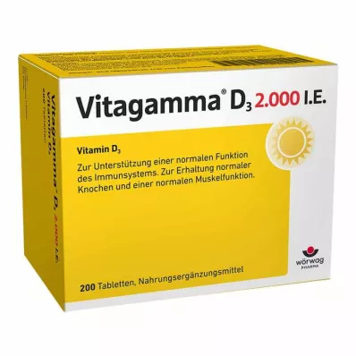 Vitagamma D3 2.000 IE Vitamine D3 NEM tabletten, 200 stuks Vitagamma D3 2.000 IE Vitamine D3 NEM tabletten, 200 stuks