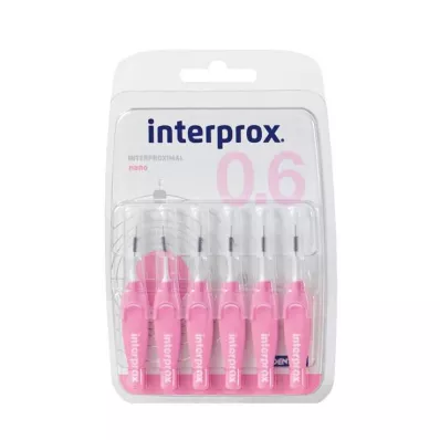 INTERPROX nano roze interdentale rager blister, 6 stuks