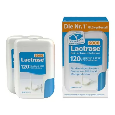 Lactrase 6.000 FCC tabletten in klikdispenser dubbele verpakking, 2x120 stuks Lactrase 6.000 FCC tabletten in klikdispenser dubbele verpakking, 2x120 stuks