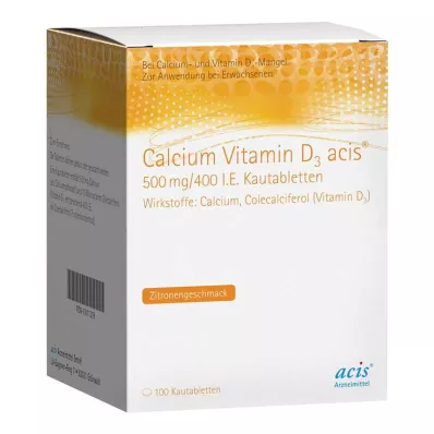 CALCIUM VITAMIN D3 acis 500 mg/400 I.U. Kauwtablet, 100 st