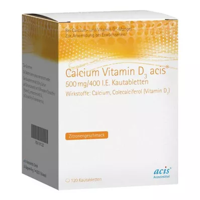 CALCIUM VITAMIN D3 acis 500 mg/400 I.U. Kauwtablet, 120 st