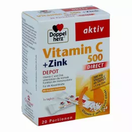 DOPPELHERZ Vitamine C 500+Zink Depot DIRECT Pellets, 20 stuks