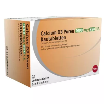 CALCIUM D3 Puren 1000 mg/880 I.U. Kauwtabletten, 90 st