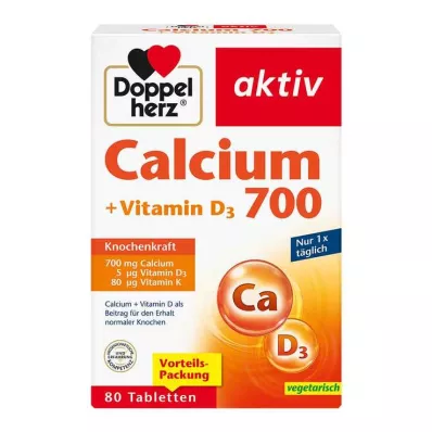 DOPPELHERZ Calcium 700+Vitamine D3 Tabletten, 80 Capsules
