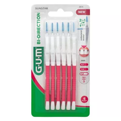 GUM Bi-Direction Interdentalb.1,2 mm roze, 6 st