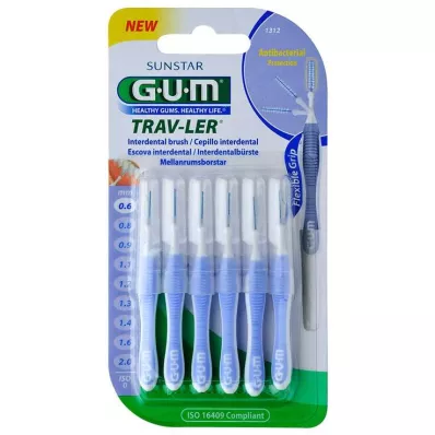 GUM TRAV-LER 0,6 mm kaarslichtblauwe interdentale rager, 6 stuks
