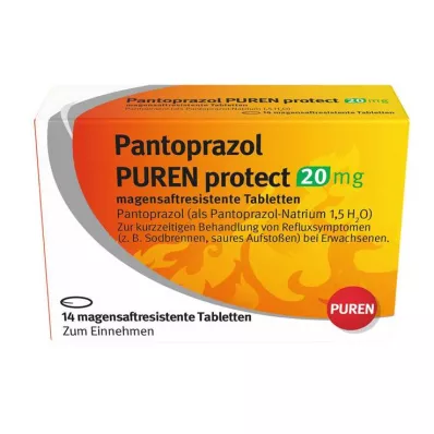 Pantoprazol Puren Protect 20 mg maagsapresistente tabletten, 14 stuks Pantoprazol Puren Protect 20 mg maagsapresistente tabletten, 14 stuks