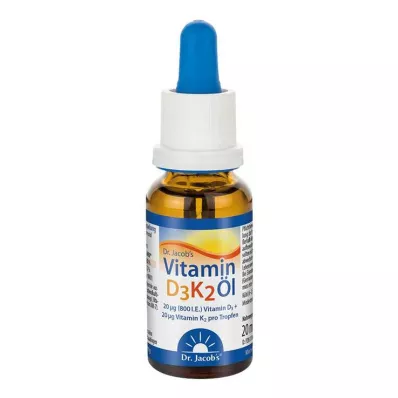 Vitamine D3 K2 olie Dr.Jacobs druppels, 20 ml