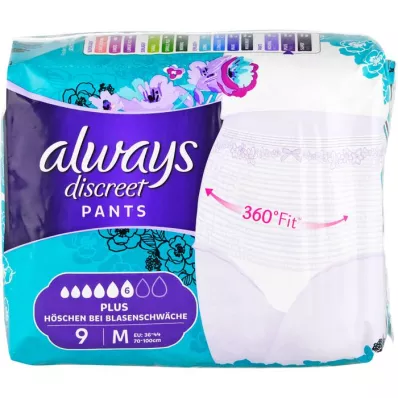 ALWAYS discreet incontinentiebroekje plus M, 9 stuks