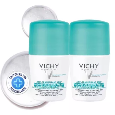 Vichy Deodorant Roll-on Anti Vlekken 48u, 2X50 ml Vichy Deodorant Roll-on Anti Vlekken 48u, 2X50 ml