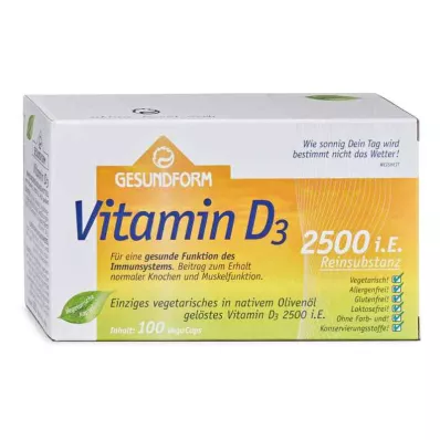 Gezonde vorm vitamine D3 2.500 I.e.Vegacaps (100 stuks) Gezonde vorm vitamine D3 2.500 I.e.Vegacaps (100 stuks)