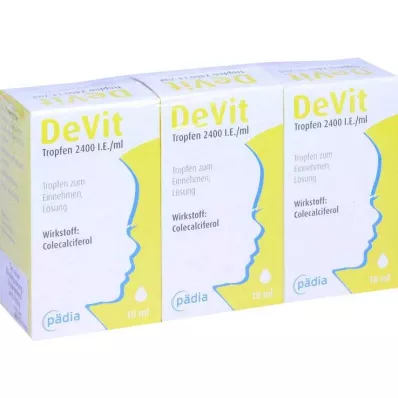 Devit druppels 2400 IE / ml druppels voor oraal gebruik, 3X10 ml Devit druppels 2400 IE / ml druppels voor oraal gebruik, 3X10 ml