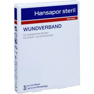 HANSAPOR steriel wondverband 6x7 cm, 3 stuks