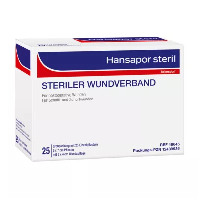 HANSAPOR steriel wondverband 6x7 cm, 25 stuks HANSAPOR steriel wondverband 6x7 cm, 25 stuks