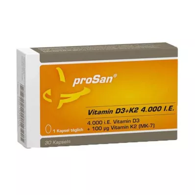 PROSAN Vitamine D3+K2 4.000 I.U. Capsules, 30 stuks PROSAN Vitamine D3+K2 4.000 I.U. Capsules, 30 stuks