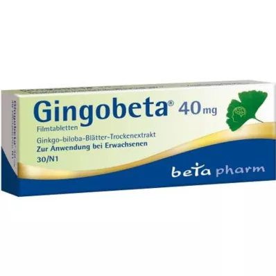 Gingobeta 40 mg filmomhulde tabletten, 30 stuks Gingobeta 40 mg filmomhulde tabletten, 30 stuks