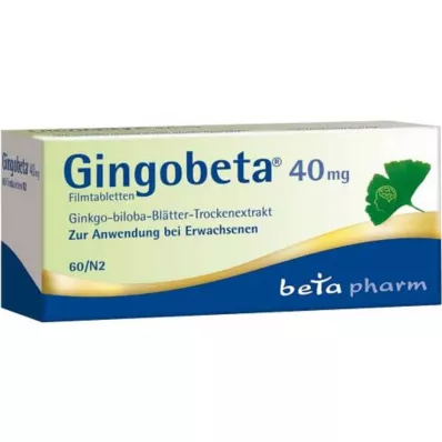 Gingobeta 40 mg filmomhulde tabletten, 60 stuks Gingobeta 40 mg filmomhulde tabletten, 60 stuks