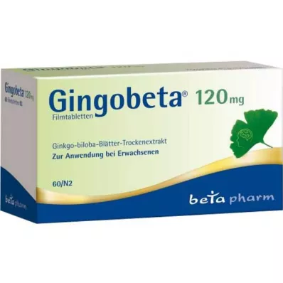 Gingobeta 120 mg filmomhulde tabletten, 60 stuks Gingobeta 120 mg filmomhulde tabletten, 60 stuks