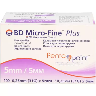 BD MICRO-FINE+ 5 pennaalden 0,25x5 mm 31 G, 100 stuks