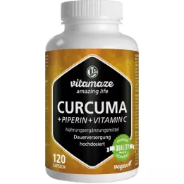 CURCUMA+PIPERIN+Vitamine C veganistische capsules, 120 stuks