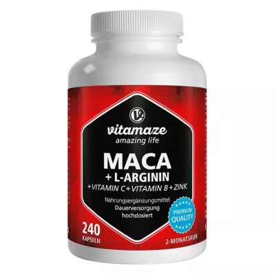 Maca 4:1 hoge dosis + L-arginine capsules, 240 stuks Maca 4:1 hoge dosis + L-arginine capsules, 240 stuks