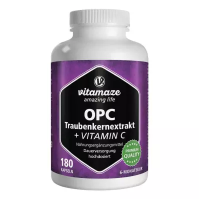 OPC Hooggedoseerd druivenpitextract + vitamine C-capsules, 180 stuks