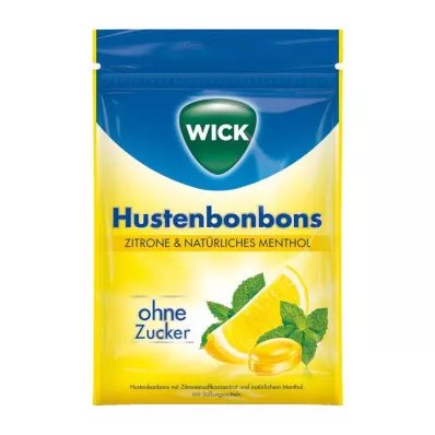 WICK Citroen &amp; natuurlijke mentholsnoepjes zonder suiker zakje, 72 g