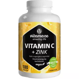 VITAMIN C 1000 mg hoge dosis+zink veganistische tabletten, 180 stuks