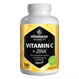 VITAMIN C 1000 mg hoge dosis+zink veganistische tabletten, 180 stuks