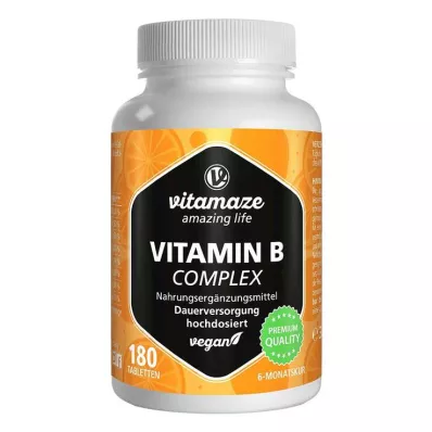 VITAMIN B COMPLEX veganistische tabletten met hoge dosering, 180 stuks VITAMIN B COMPLEX veganistische tabletten met hoge dosering, 180 stuks