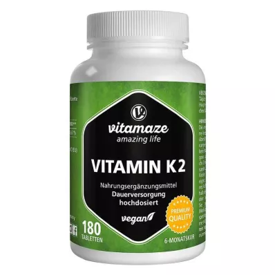 Vitamine K2 200 µg hooggedoseerde vegan tabletten, 180 st Vitamine K2 200 µg hooggedoseerde vegan tabletten, 180 st