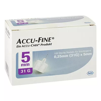 ACCU FINE steriele naalden voor insulinepennen 5 mm 31 G, 100 stuks ACCU FINE steriele naalden voor insulinepennen 5 mm 31 G, 100 stuks