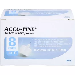 ACCU FINE steriele naalden voor insulinepennen 8 mm 31 G, 100 stuks