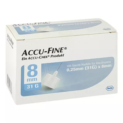 ACCU FINE steriele naalden voor insulinepennen 8 mm 31 G, 100 stuks ACCU FINE steriele naalden voor insulinepennen 8 mm 31 G, 100 stuks
