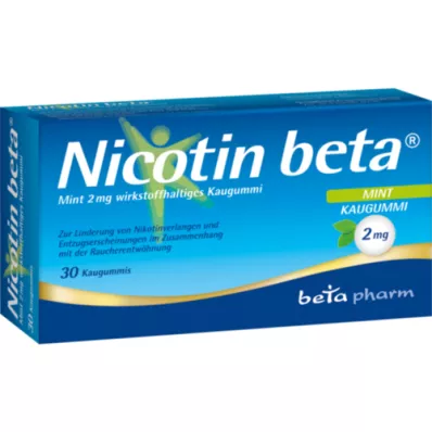 NICOTIN beta Mint 2 mg actief ingrediënt kauwgom, 30 stuks