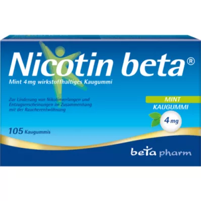 NICOTIN beta Mint 4 mg werkzame stof kauwgom, 105 stuks
